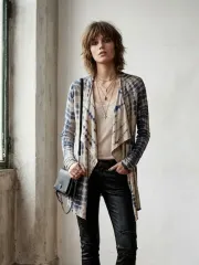 ZADIG&VOLTAIRE ザディグ・エ・ヴォルテール 24ss タイダイ ドレープ オープンカーディガン M ブルーのサムネイル