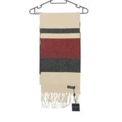 BURBERRY LONDON バーバリーロンドン マフラー ウール カシミヤ マフラー ボーダー フリンジ ストール ベージュ メンズ レディース 【中古】のサムネイル