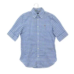 RALPH LAUREN ラルフローレン 半袖シャツ ギンガム チェック ボタンダウン カットソー ミニポニー ワンポイント トップス FK-2 ブルー S 160/84A メンズ 【中古】のサムネイル