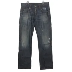 ERMANNO SCERVINO エルマンノ シェルヴィーノ デニムパンツ ダメージジーンズ レザーチェーン付き ストレート ボトムス ブルー 50【XL】 メンズ 【中古】のサムネイル