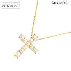 ミキモト MIKIMOTO ベビーパール 4.4-3.0mm クロス ネックレス 42cm K18 YG イエローゴールド 750 パール Necklace 90325695のサムネイル
