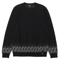 【美品】FENDI フェンディ スウェット サイズ 48 メンズ ズッカ柄 FF ロゴ グラデーション ニット プルオーバー クルーネック ロングスリーブ 丸首 長袖 トップス ブラック 黒 イタリア製のサムネイル