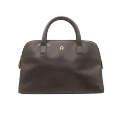 AIGNER アイグナー ハンドバッグ レザー ワンポイントロゴ トートバッグ 2WAYショルダーバッグ ダークブラウン レディース 【中古】のサムネイル