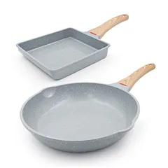 【新品】 RANXINGST フライパン 2点セット IH&ガス火対応 アルミ製フライパンセット セラミックコーティング 26cmフライパン&玉子焼き鍋 お手入れ簡単 コンパクト収納 ブルー 1のサムネイル