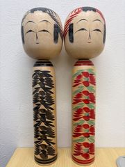 佐久間芳雄 土湯系 伝統こけし 2体セット 木製 民芸品 昭和 郷土玩具