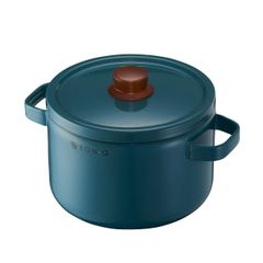 [수량 한정] 직경 22cm 5.6L 캐서롤 높이 19cm (뚜껑없는 높이 15cm) IH 직화 조리 냄비 저온 조리기 깊은 냄비 파스타 냄비 냄비 스모키 블루 법랑 저온 조리 BONIQ 보니크
