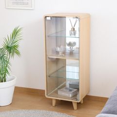 値下げ】【美品】MARUSYOU 木製スライドラック ガラス扉付 収納棚/本棚