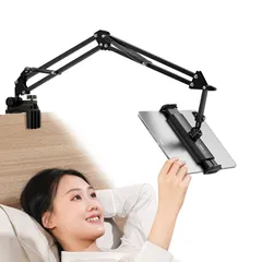 【特価セール】卓上スタンド ベッドサイド 横/縱き 揺れない 両用 360°回転ホルダー iPad/iPhone/Kindle 4.6?12.9インチ スマホスタンド アーム Fire/N-Switch/Android/surfaceに多機種対応 寝ながらipのサムネイル