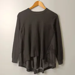 トラッツォドンナ TORRAZZO DONNA ニット×布帛 切り替えデザイントップス 【F】 ブラック／黒のサムネイル