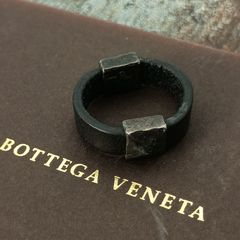 Bottega Veneta 보테가 베네타 21호 22호 스터드 링 반지 남성 가죽 블랙 표기 21호 실버 925 AG925 빈티지 이부시 은