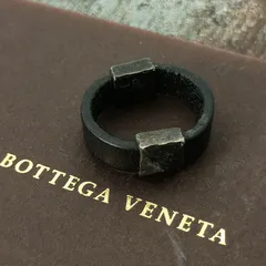 Bottega Veneta　ボッテガヴェネタ　21号 22号 スタッズ　リング　指輪　メンズ　レザー　ブラック　表記21号　シルバー925 AG925 ヴィンテージ　いぶし銀のサムネイル