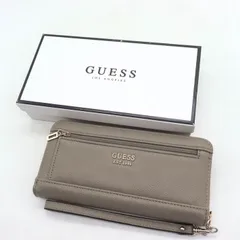 ゲス 長財布 ラウンドファスナー ストラップ付き 小銭入りあり ウォレット ブランド レディース グレージュ Guess 【中古】のサムネイル