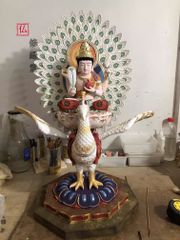 仏像 観音菩薩 獅子に乗る観音 彫刻 置物45㎝ - メルカリ
