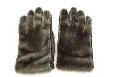 プラダ size8 シールファー アザラシ グローブ 手袋 メンズ レディース Unisex ラムスキン カシミヤ  茶 ブラウン PRADA 6691kのサムネイル
