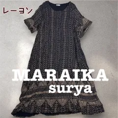 MALAIKA surya マライカ　スーリヤ　レーヨンクレープピラミッドゴールドプリント裾ギャザーワンピース　フリーサイズ　ゆったり　L0321のサムネイル