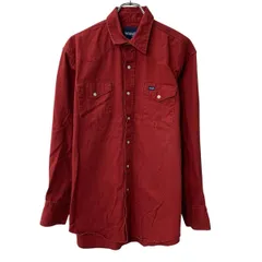 Wrangler 長袖 無地シャツ L～ レッド ラングラー スナップボタン 無地 シンプル 胸ポケット ウエスタンシャツ 長袖シャツ 春物 a806-7047のサムネイル