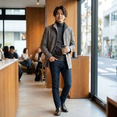 Y7080*グリーンレーベルリラクシング☆ステンカラーコート☆千鳥格子