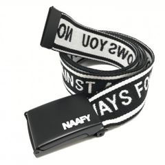 [Excellent Condition] NAAFY Gacha Belt, Black x White, Buckle Logo Print, Men's Golf Wear