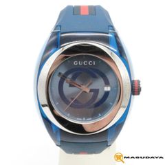 【稼働/付属品付】GUCCI 腕時計 シンク ラバーベルト シェリーライン 青 稼働/付属品付】GUCCI 腕時計 シンク ラバーベルト シェリーライン 青