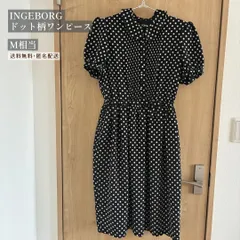 INGEBORG 半袖ワンピース M 黒 ブラック レトロ フェミニン ピンクハウス系 インゲボルグ 古着のサムネイル