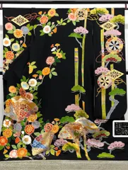 千總謹製 振袖 金駒 刺繍 金彩 正絹 パールトーン加工済 躾糸付き A378のサムネイル