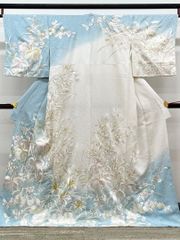 手刺繍 訪問着 胡蝶蘭 百合 紋意匠 正絹 躾糸付き A379 - メルカリ
