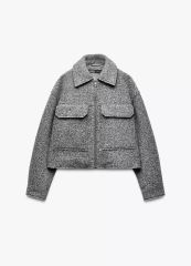 ZARA グレー ブークレショートジャケット クロップド丈 - メルカリ