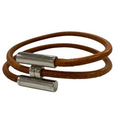 HERMES エルメス ブレスレット バングル トルネード レザー ブラウン