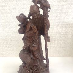中国美術 木彫人物像 酒仙像 仙人像 七福神 木製置物 古美術260528-3A 