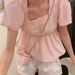 sheller❣️シェリエ❗️ペプラムブラウス レース袖 ホワイト - メルカリ