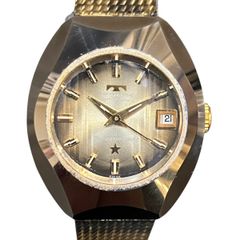 70年代 テクノス ボラゾン タイガーアイ 5面縦カットガラス 腕時計
