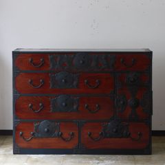 H23K34 和製アンティーク 車箪笥 時代箪笥 鉄金具 和箪笥 古民家家具 H23K34 和製アンティーク 車箪笥 時代箪笥 鉄金具 和箪笥 古民家家具