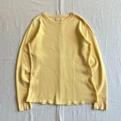 希少　archive　THE FLAT HEAD　フラットヘッド　ロングスリーブ　サーマルTシャツ　カットソー　ワッフル　イエロー　黄色　無地　40サイズ　Y2K　バイカー　アメカジ　パンキッシュ　グランジ　yellow color L/S thermal-Tのサムネイル