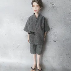 【グレーラスト1点】ドール甚平　Lサイズ　BTS マテルドール 服 ハンドメイド　六分の一男子図鑑ナイン　サイズのサムネイル