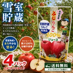 雪室貯蔵 ふじ100％ りんごジュース ストレート 4パックのサムネイル