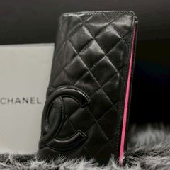 CHANEL カンボンライン 長財布 ブラック ピンク - メルカリ