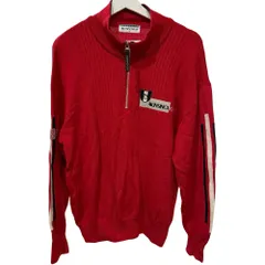 マンシングウェア MUNSINGWEAR ニット セーター ハーフジップ ウール ワッペン 袖ライン  赤 レッド /TD ■ECF005のサムネイル