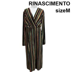 ■ リナシメント RINASCIMENTO ワンピース ロング丈 長袖 ベルベット ストライプ カラフル マルチカラー M 9号 レディース S6H162のサムネイル