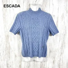 ESCADA エスカーダ ウール ハイネック ケーブルニット ブルーのサムネイル