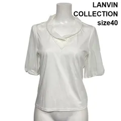 □ ランバンコレクション LANVIN 半袖カットソー Tシャツ 袖シアー 襟フリル プルオーバー 白 綿100％ 40 M～L 9～11号 レディース S6F727のサムネイル