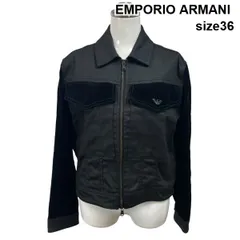 ◇ エンポリオアルマーニ EMPORIO ARMANI ジャケット 長袖 レギュラーカラー 異素材ベロア調 イーグルロゴ 綿 36 S 7号 レディース S6H172のサムネイル