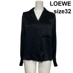 ●◆ ロエベ LOEWE パジャマブラウス 開襟シャツ 長袖 アナグラムロゴ オーバーサイズ 黒 ブラック 32 XS～S 5～7号 レディース S6H193のサムネイル