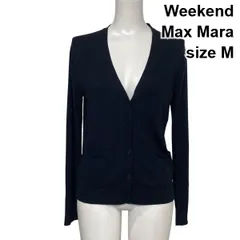 ◆ ウイークエンドマックスマーラ Weekend Max Mara ニットカーディガン 長袖 Vネック ネイビー系 シルク ウール M 9号 レディース S6H181のサムネイル
