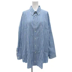 ジュンアシダ jun ashida 美品 シャツ 長袖 ボタンダウンカラー ストライプ柄 ラウンドカット 青 ブルー 白 ホワイト /KB ■ECF006のサムネイル