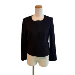 ミッシェルクラン MICHEL KLEIN ジャケット 上着 ノーカラー フルジップ コットン　40 黒 ブラック /EH ■ECF005のサムネイル