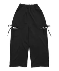 Bee ロングパンツ◇ブラック×カットアウト◇子供服 キッズ 女の子 リボン レース カットアウト 無地 シンプル 100 110 120 130 140 150のサムネイル
