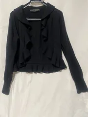 【231416】KEITA MARUYAMA ケイタマルヤマ  長袖カーディガン　ニット　ストレッチ　フリルデザイン　アウター　春秋  ・ ブラックのサムネイル