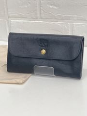 新品未使用 イルビゾンテ 長財布 フラップ ゴールド金具 レザー ブルー