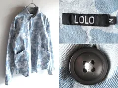 LOLO ロロ コットン 迷彩 カモフラジャガード 丸襟 ラウンドカラー プルオーバーシャツ M ブルー ライトブルー ホワイト 青 水色 白 日本製のサムネイル