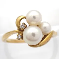 箱 MIKIMOTO ミキモト 8号 あこや真珠 あこや パール 真珠 ダイヤ ダイヤモンド リング 750 K18 YG ナチュラルピンク イエローゴールド 指輪 ジュエリー 5147のサムネイル